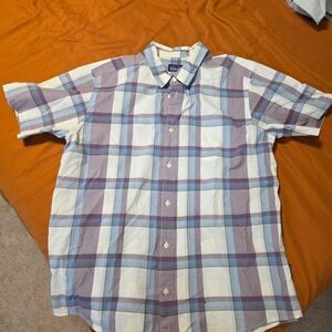 Patagonia Men's Casual Plaid Shirt - Purple and Blue